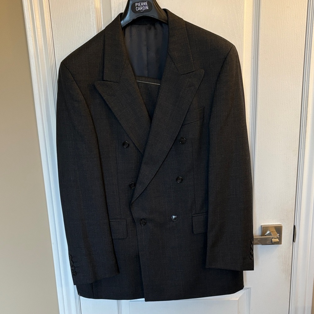 Pierre Cardin Men's Charcoal Double-Breasted suits , pure wool